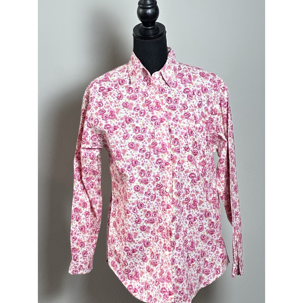 Chic Women's Blouse Chic Size M Pink Floral Blouse Longsleeve